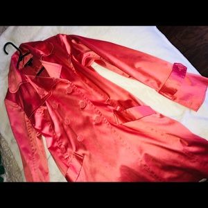 Satin Peachy Pink mid length trench coat